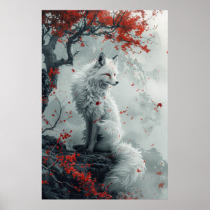 Poster Esprit Kitsune – Renard Japonais dans la Forêt en 