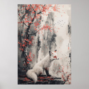 Poster Esprit Kitsune – Renard Japonais dans la Forêt en