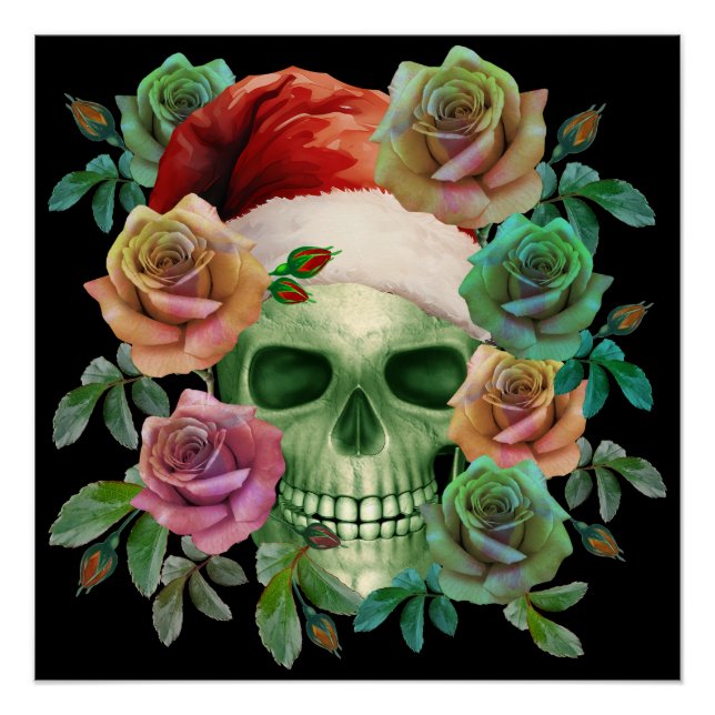 POSTER ESPRIT VERT PÈRE NOËL ET FLORALE DE NOËL (Devant)