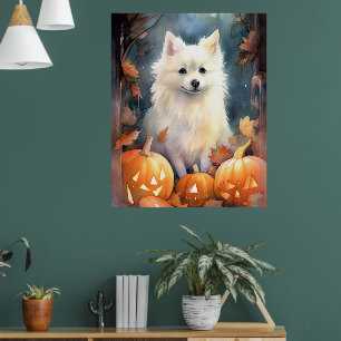 Poster Esquimau Américain D'Halloween Avec Peur Citrouill