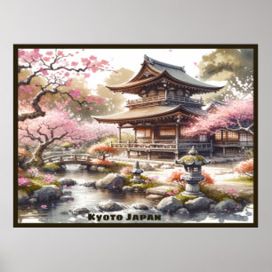 Poster Esquisse aquarelle Kyoto Japon