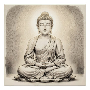 Poster esquisse d'art fin Bouddha