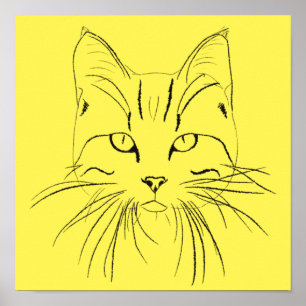 Poster Esquisse de chat - Couleur personnalisable