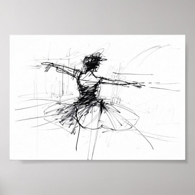 Poster Esquisse de danseuse de Ballerina Abstraite - Prem (Devant)