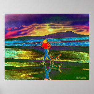 Poster Essai de coucher du soleil avec un chien…