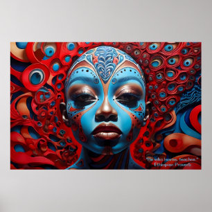 Poster Essence Ethérée : Rêves Africains Portrait Motivat