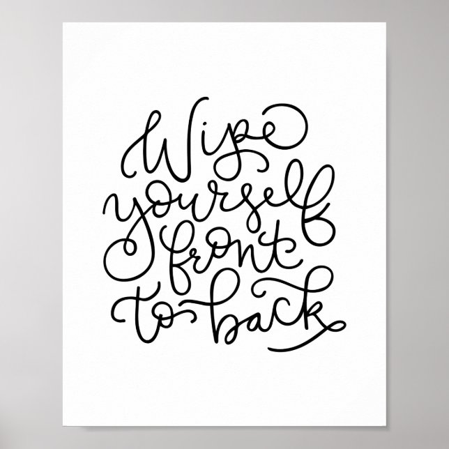 Poster Essuyez-vous devant le dos Funny Salle de bain (Devant)