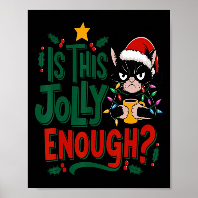 Poster Est-Ce Que Ce Jolly Assez Chat Noir Joyeux Noël Tr (Devant)