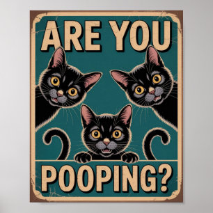 Poster "Est-ce que vous faites caca?" Drôles de chats noi