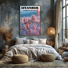 Poster Estambul: Arte de Línea con coordenadas.