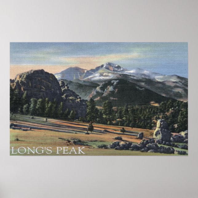 Poster Estes Park, Colorado - Longs Peak View (Devant)