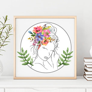 Poster Esthéticienne Moderne Styliste Spa Élégant Chic Fl