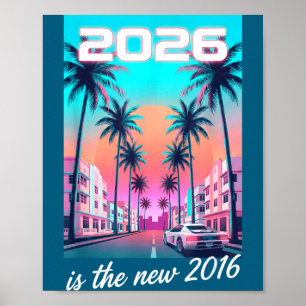Poster Esthétique de voiture Rétro Synthwave 2016