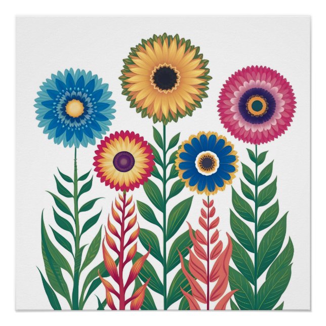 Poster Esthétique Florale Vibrante : Fleurs de couleurs v (Devant)