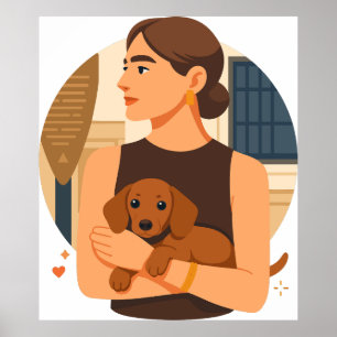 Poster Esthétique moderne de maman de chien avec un chiot