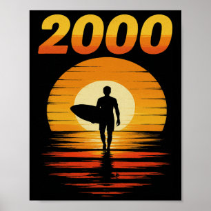Poster esthétique rétro surf 2000 coucher de soleil vinta