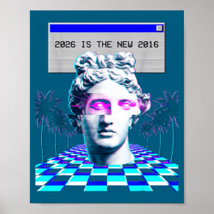 Poster Esthétique Statue Glitch Vaporwave 2016