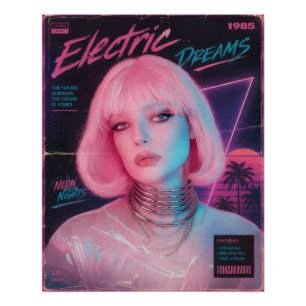 Poster esthétique synthwave rose des années 80
