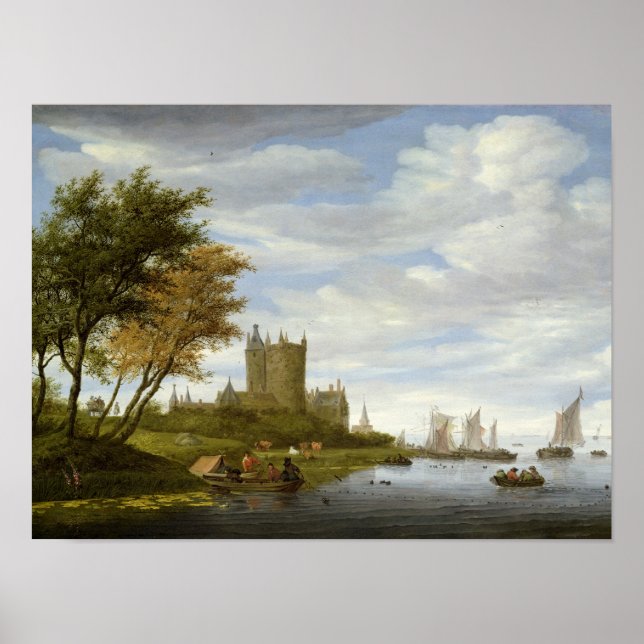 Poster Estuaire de rivière avec château (Devant)