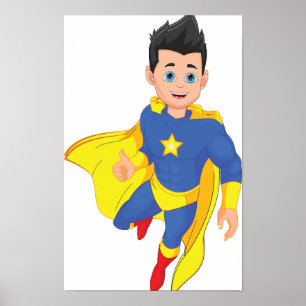 Poster et autocollant en super-héros numérique