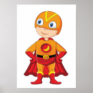 Poster et autocollant en super-héros numérique