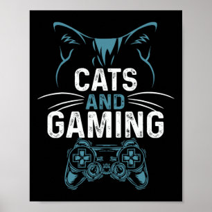 Poster Et jeux mignon chat amoureux joueur vidéo jeu mign