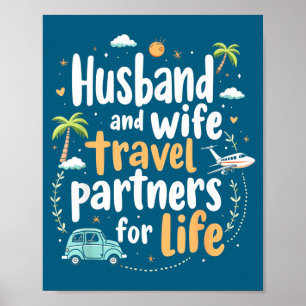 Poster Et mari femme associés de voyage dans la vie