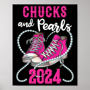 Poster Et Pearls I'm With Her Kamala 2024 Président