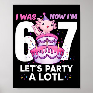 Poster Était six sept mignon axolotl 7ème anniversaire 6