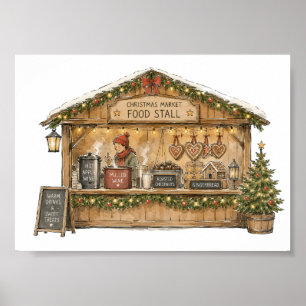 Poster Étal De Nourriture Du Marché De Noël Pour Les Amat