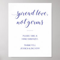 Étaler l'amour non Germes Bleu Mariage Sanitizer à