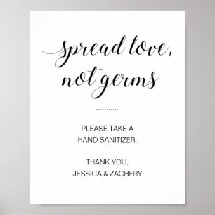 Poster Étaler l'amour non Germes Mariage Sanitizer à la m