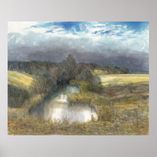 Poster étang d'automne