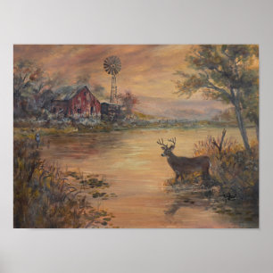 Poster Étang de la route cerf