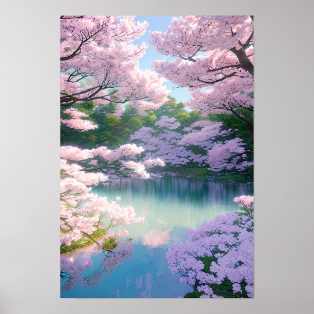 Poster Étang Sakura caché (Devant)