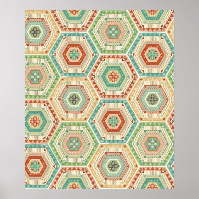 Poster Étape Geo Sud-Ouest | Motif de l'Hexagon du sud-ou (Devant)