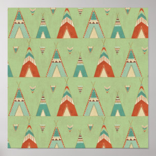 Poster Étape Geo Sud-Ouest Motif Teepee vert