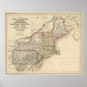 Poster États du Maine, New Hampshire, Vermont