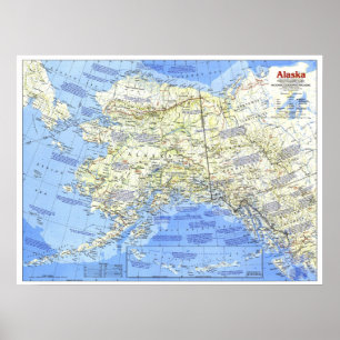 Poster " États - Unis : 1984/today Alaska - Detailed map