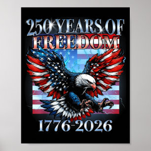 Poster États-Unis 250 ans 1776-2026 aigle chauve drapeau
