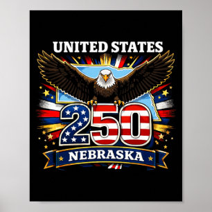 Poster États-Unis 250 Ans Aigle Patriotique Nebraska 4