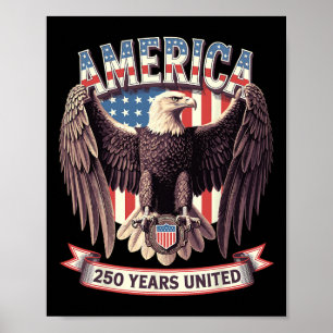 Poster États-Unis 250 ans United Bald Eagle Patriotic Fla