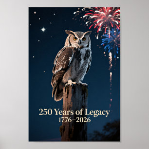 Poster États-Unis 250 Chouette Patriotique 1776–2026