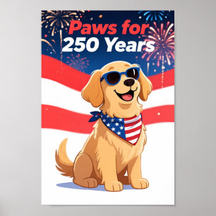 Poster États-Unis 250 Pattes pour 250 Ans Drôle de Chien 
