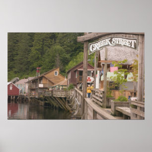Poster États-Unis, Alaska, Ketchikan, Creek Street, centr
