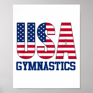 Poster Etats-Unis avec drapeau américain Gymnastique Spor