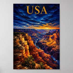 Poster États-Unis : Coucher de soleil épique Grand Canyon