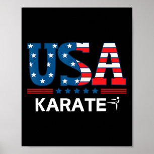 Poster États-Unis Drapeau Karate Usa Team Sport Karaté