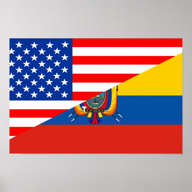 Poster etats-unis équateur demi pavillon usa (Devant)