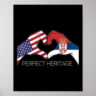 Poster États-Unis Et Serbie Serbe Américain Parfait Hérit